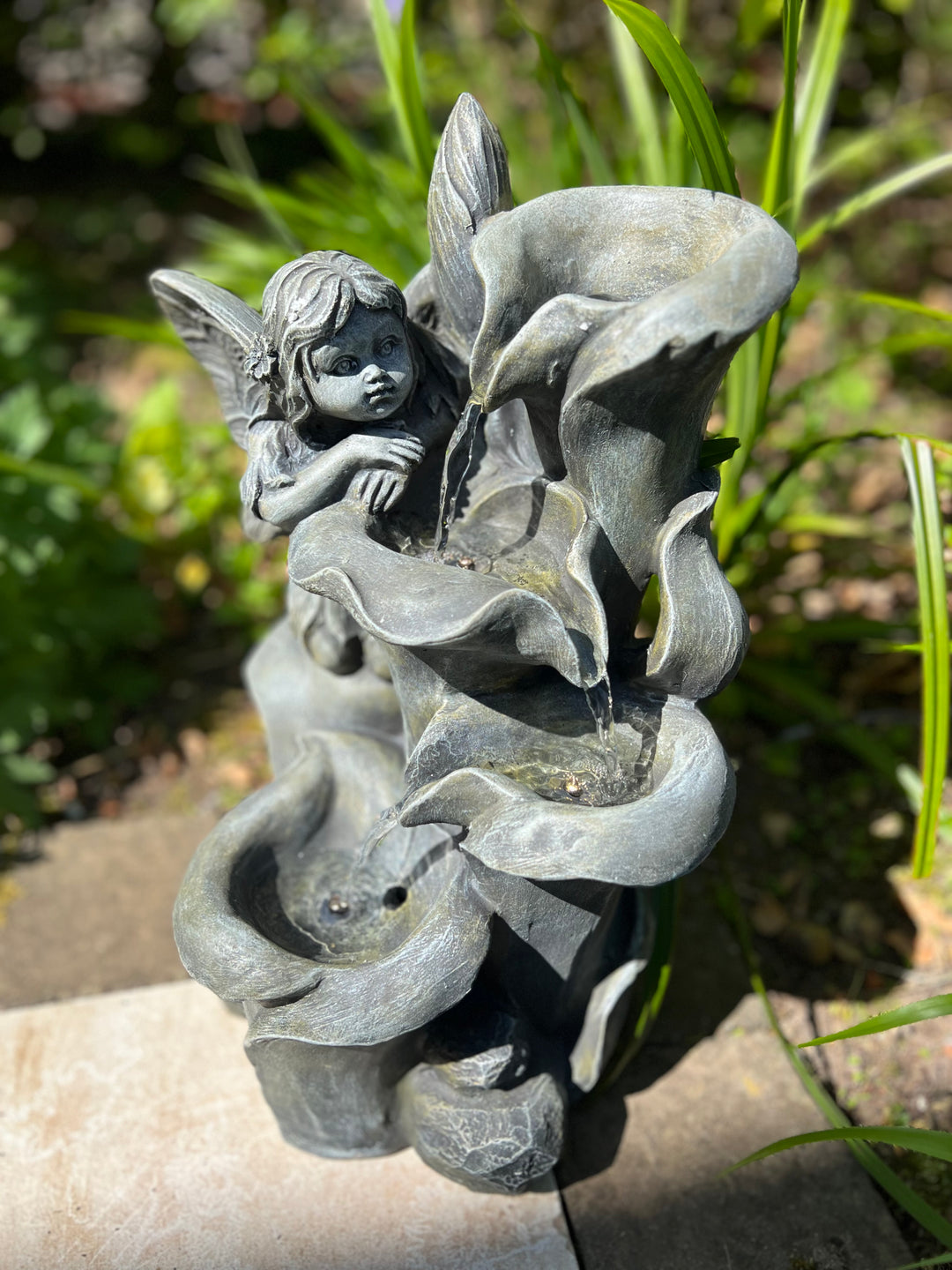Fairy Cascading Water Feature with LED Lights - Solar - 28x25.5x42cm