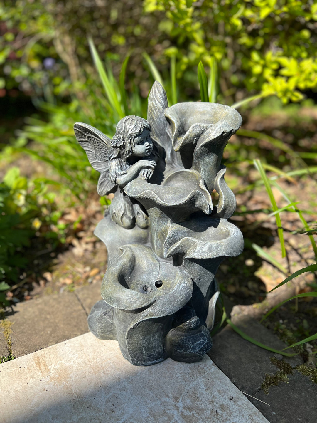 Fairy Cascading Water Feature with LED Lights - Solar - 28x25.5x42cm
