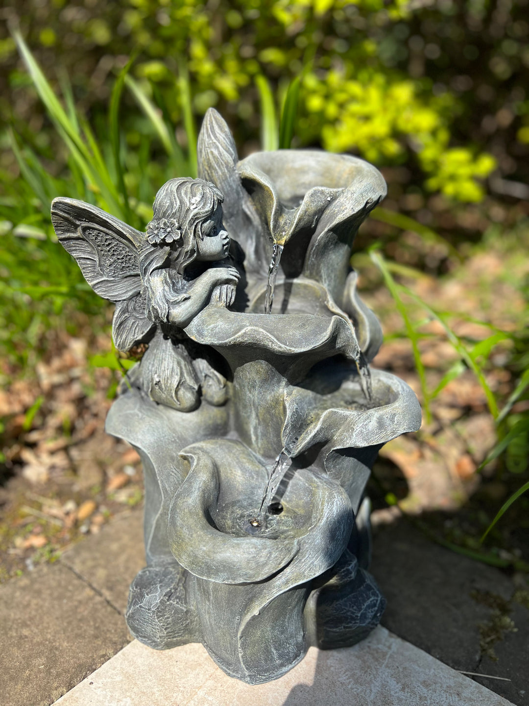 Fairy Cascading Water Feature with LED Lights - Solar - 28x25.5x42cm