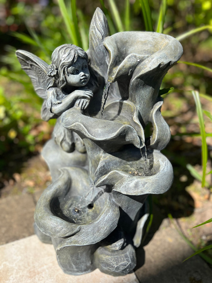 Fairy Cascading Water Feature with LED Lights - Solar - 28x25.5x42cm