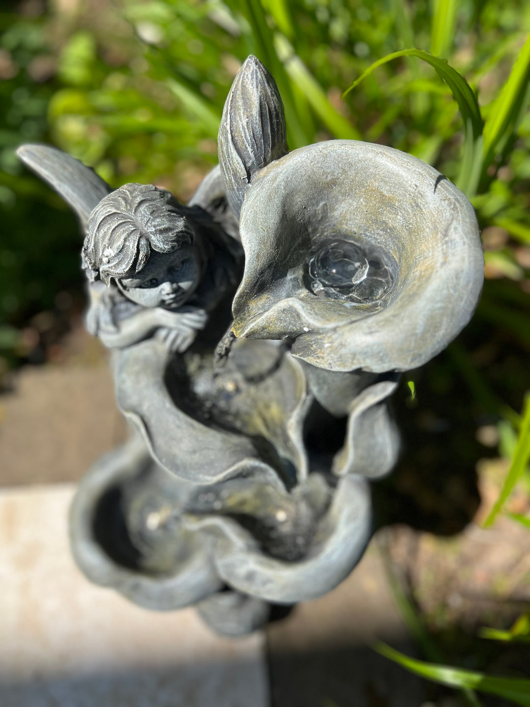 Fairy Cascading Water Feature with LED Lights - Solar - 28x25.5x42cm