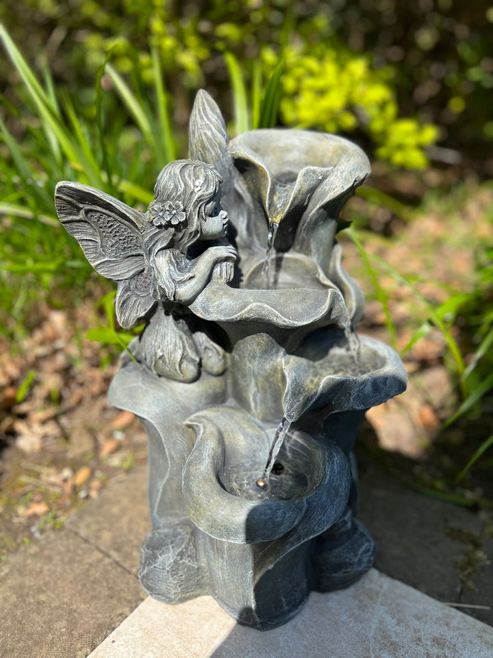 Fairy Cascading Water Feature with LED Lights - Solar - 28x25.5x42cm
