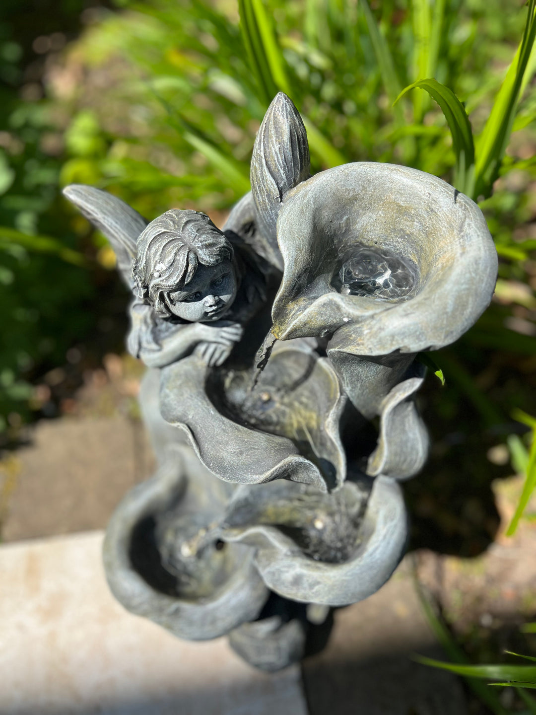 Fairy Cascading Water Feature with LED Lights - Solar - 28x25.5x42cm