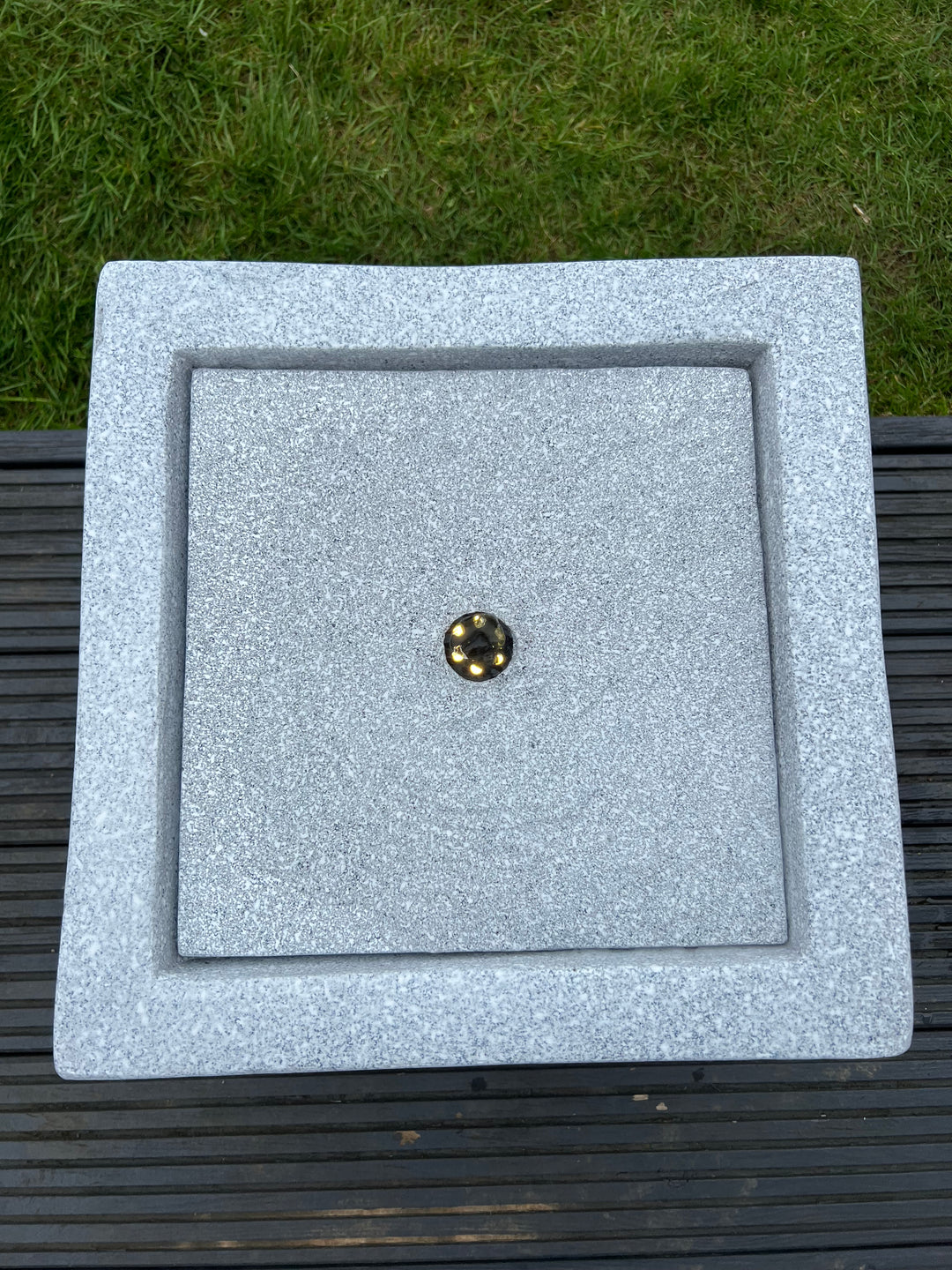 Square Water Feature with LED Lights - Solar powered  - Light Grey 37x37x30cm