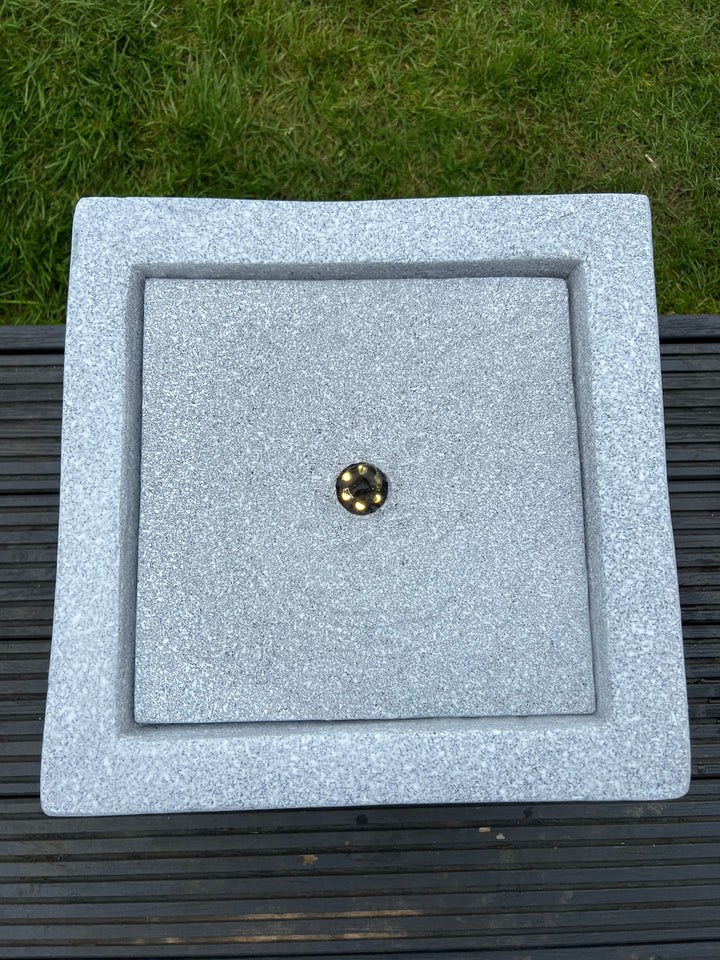 Square Water Feature with LED Lights - Plug Powered - Light Grey 37x37x30cm