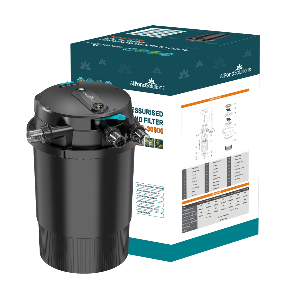 AllPondSolutions Auto Cleaning Koi Pressurised Pond Filter PRO-30000 with UV Light Timer