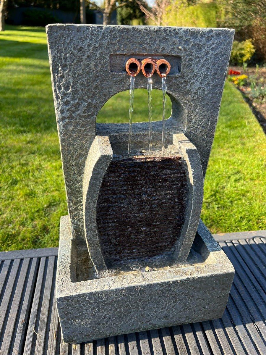 3 Outlets Tier Water Feature with LED Lights - Solar Powered 27x18x45cm - AllPondSolutions
