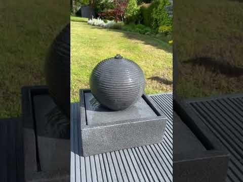 Globe On Plate Box Water Feature with LED Lights - Solar Panel 37x37x37 - AllPondSolutions