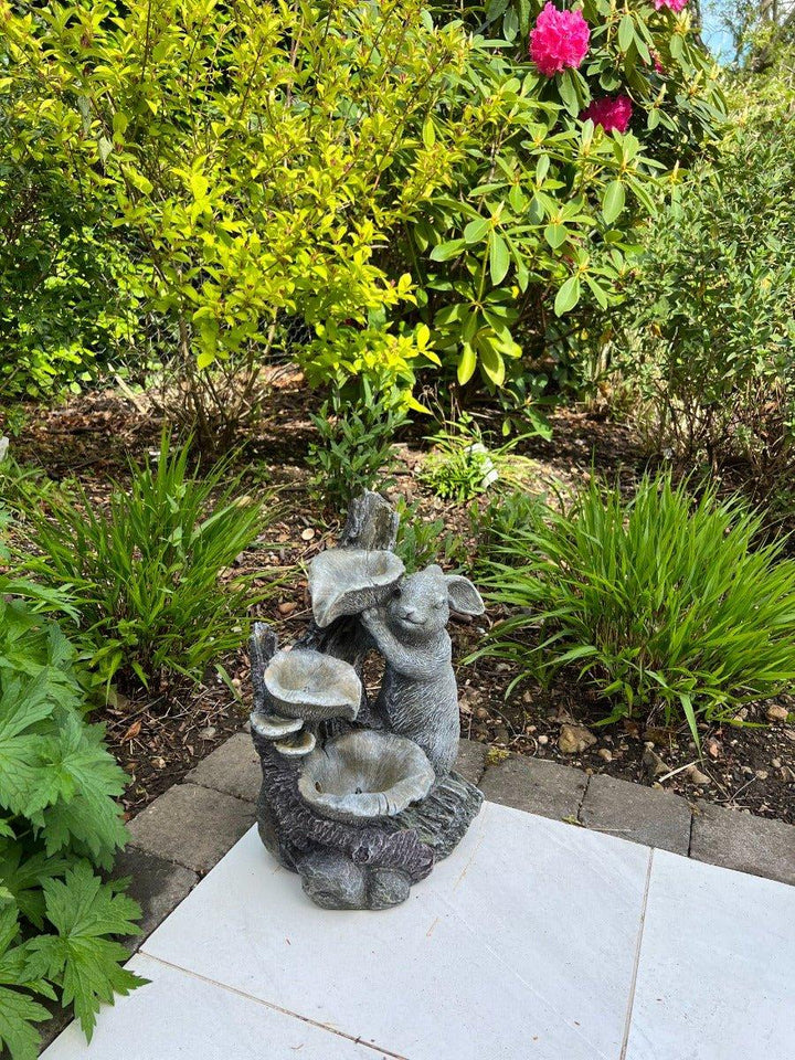 Rabbit Waterfall Feature 3 Water Bowls with LED Lights - Solar Panel 46x32x26 - AllPondSolutions