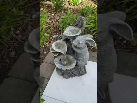 Rabbit Waterfall Feature 3 Water Bowls with LED Lights - Solar Panel 46x32x26 - AllPondSolutions