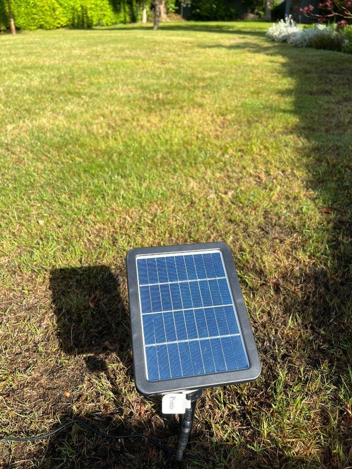 Round Ball On Vase Feature with LED Lights in Dark Grey - Solar Panel 84x33x33 - AllPondSolutions