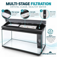 APS-30 Black aquarium multi-stage filtration - filter sponge, ceramic bio balls and water pump