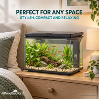 APS-30 Black 30L aquarium fish tank in a bedroom setting