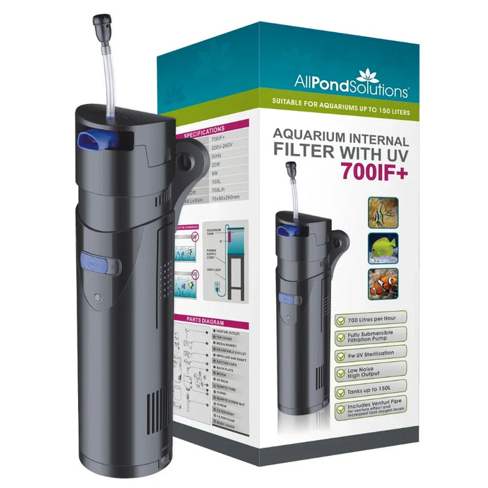 700 L/H Aquarium Fish Tank Internal Filter with 9w UV - 700IF+