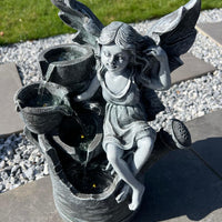 AllPondSolutions fairy watering can solar water feature with LED lights