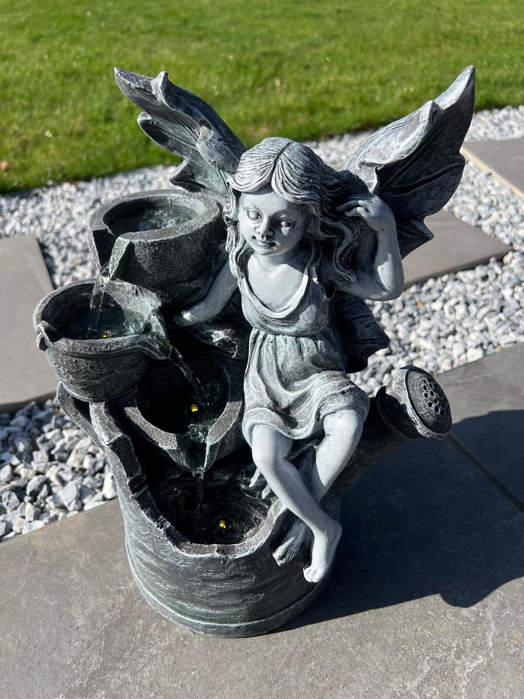 Fairy and Watering Can Water Feature with LED – Solar Powered – 33 × 20 × 41.5 cm