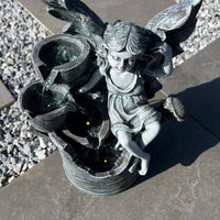 AllPondSolutions fairy watering can solar water feature with LED lights