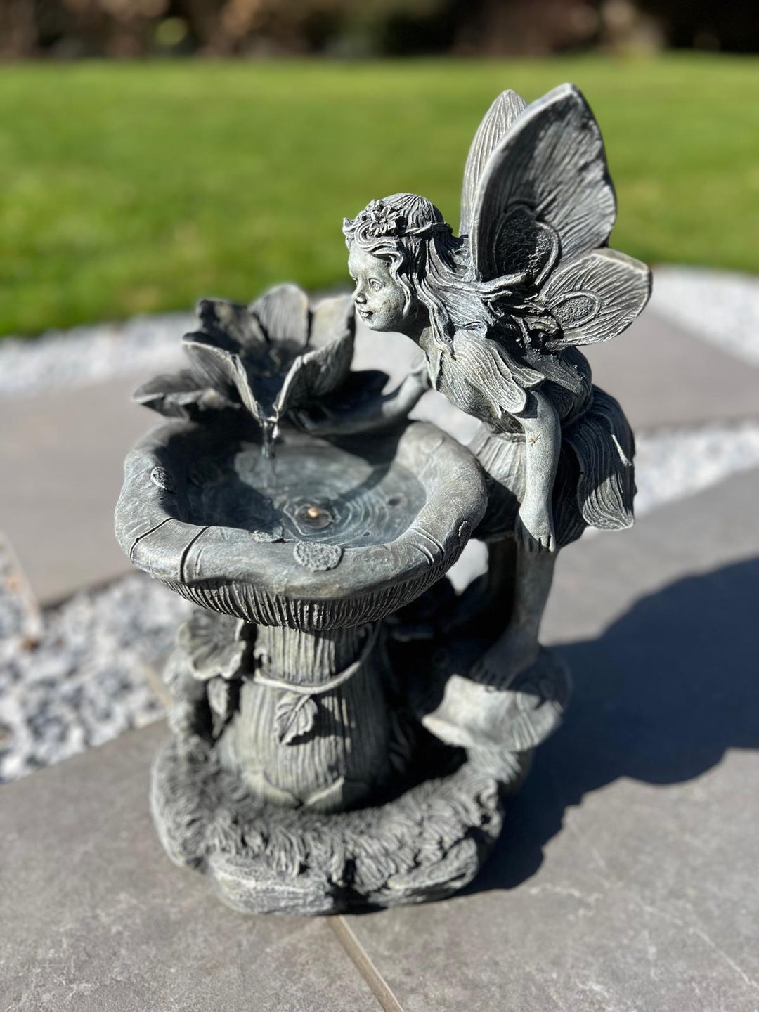 Solar-Powered Fairy and Water Lily Water Feature with LED – 30 × 23 × 43 cm