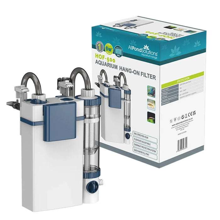Aquarium Hang On Filter 500 L/H - External Fish Tank Filter for 35-60cm Aquariums | HOF-500