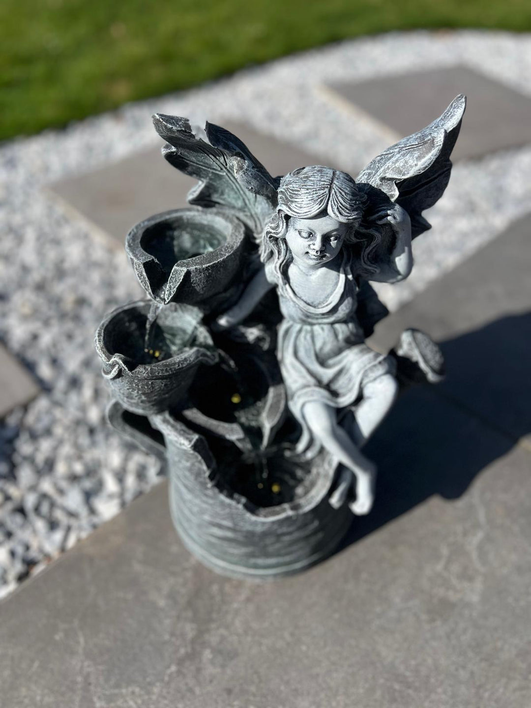 Fairy and Watering Can Water Feature with LED – Solar Powered – 33 × 20 × 41.5 cm