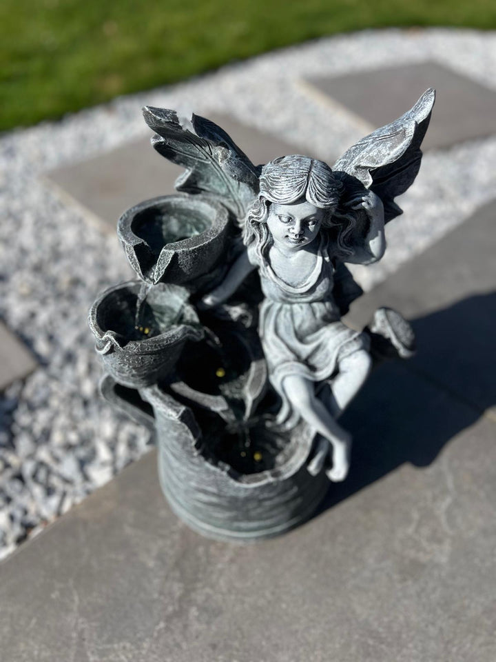 Fairy and Watering Can Water Feature with LED – Solar Powered – 33 × 20 × 41.5 cm