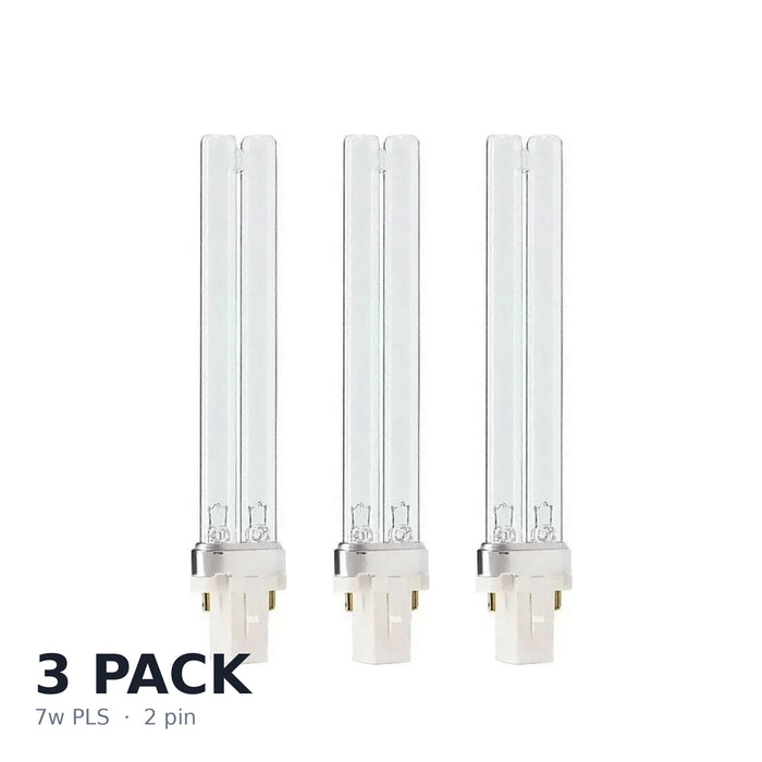 Replacement 7w PLS UV Bulb Triple Pack - 3 x 2 Pin Lamps for Pond & Aquarium Fish Tank