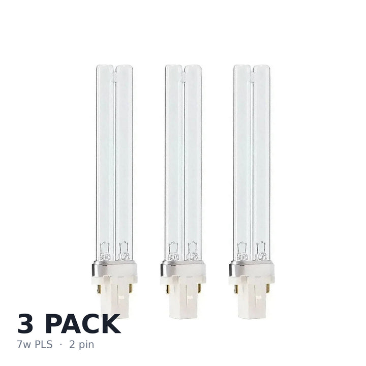 7w PLS UV Bulb Triple Pack - 3 x 2 Pin Lamps for Pond & Aquarium