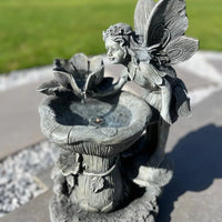 AllPondSolutions fairy and water lily solar water feature with LED lights