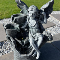 AllPondSolutions fairy watering can solar water feature with LED lights