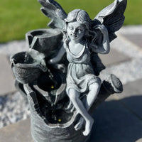 AllPondSolutions fairy watering can solar water feature with LED lights