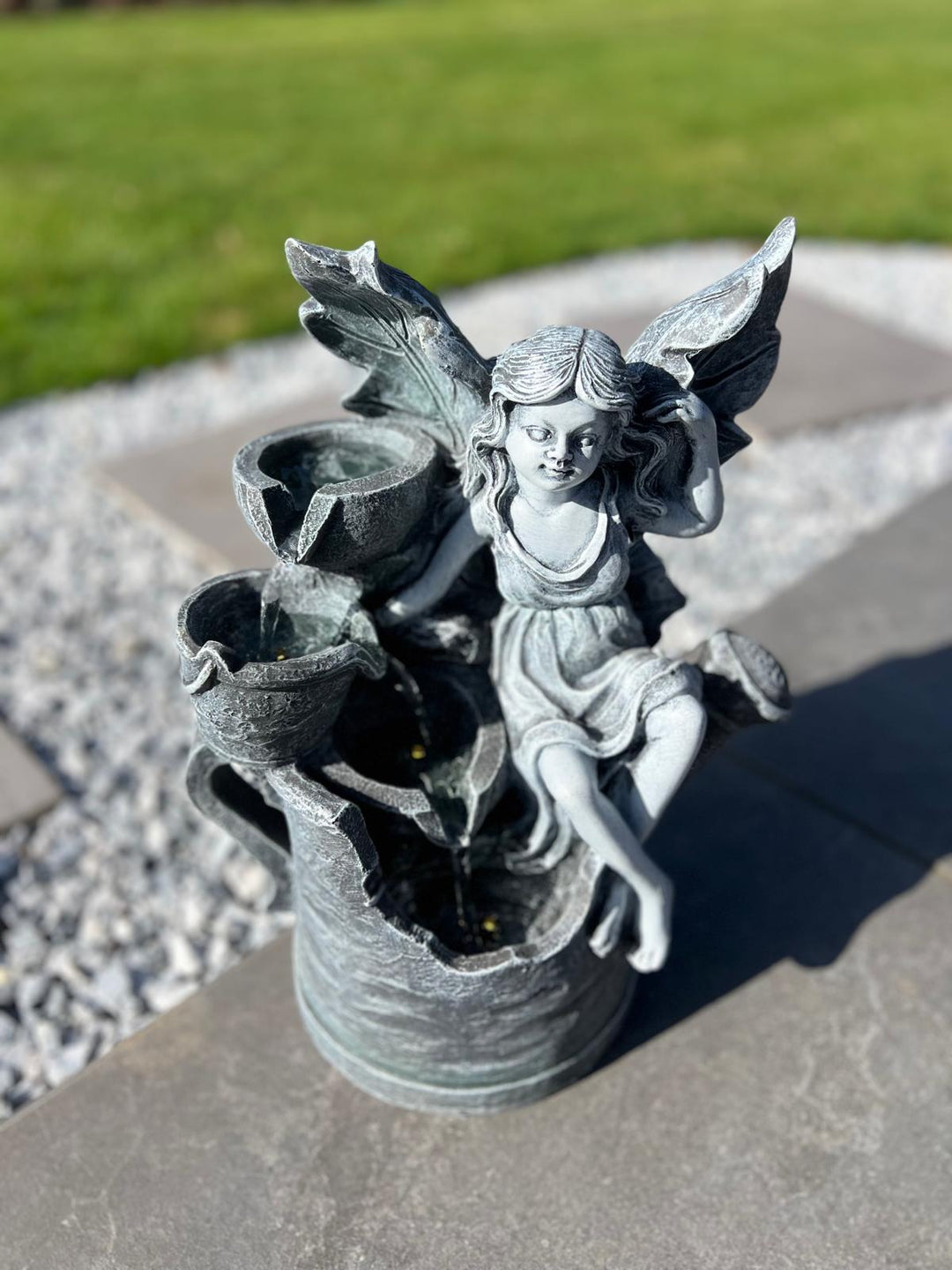 Fairy and Watering Can Water Feature with LED – Solar Powered – 33 × 20 × 41.5 cm