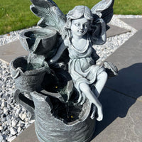 AllPondSolutions fairy watering can solar water feature with LED lights