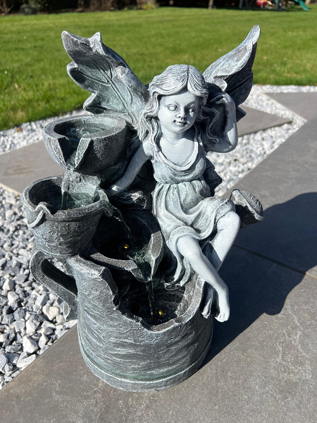 Fairy and Watering Can Water Feature with LED – Solar Powered – 33 × 20 × 41.5 cm