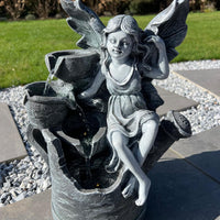 AllPondSolutions fairy watering can solar water feature with LED lights