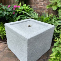 AllPondSolutions square solar water feature, light grey, with LED lights, 37x37x30cm