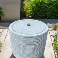 AllPondSolutions round solar water feature, light grey, with LED lights, 36x36x28cm