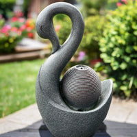 AllPondSolutions swan solar water feature with LED lights