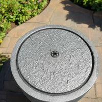 AllPondSolutions round plug-powered water feature, dark grey, with LED lights, 36x36x28cm