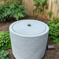 AllPondSolutions round solar water feature, light grey, with LED lights, 36x36x28cm