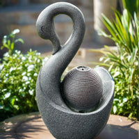 AllPondSolutions swan solar water feature with LED lights