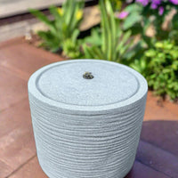 AllPondSolutions round plug-powered water feature, light grey, with LED lights, 36x36x28cm