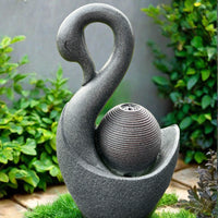 AllPondSolutions swan solar water feature with LED lights