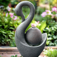AllPondSolutions swan solar water feature with LED lights