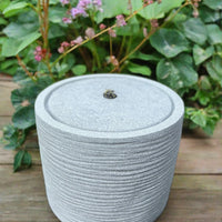 AllPondSolutions round plug-powered water feature, light grey, with LED lights, 36x36x28cm