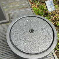 AllPondSolutions round solar water feature, dark grey, with LED lights, 36x36x28cm