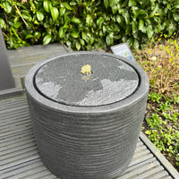 AllPondSolutions round solar water feature, dark grey, with LED lights, 36x36x28cm