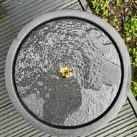 AllPondSolutions round plug-powered water feature, dark grey, with LED lights, 36x36x28cm
