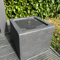 AllPondSolutions square solar water feature, dark grey, with LED lights, 37x37x30cm