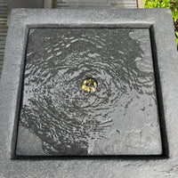 AllPondSolutions square solar water feature, dark grey, with LED lights, 37x37x30cm