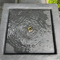 AllPondSolutions square plug-powered water feature, dark grey, with LED lights, 37x37x30cm